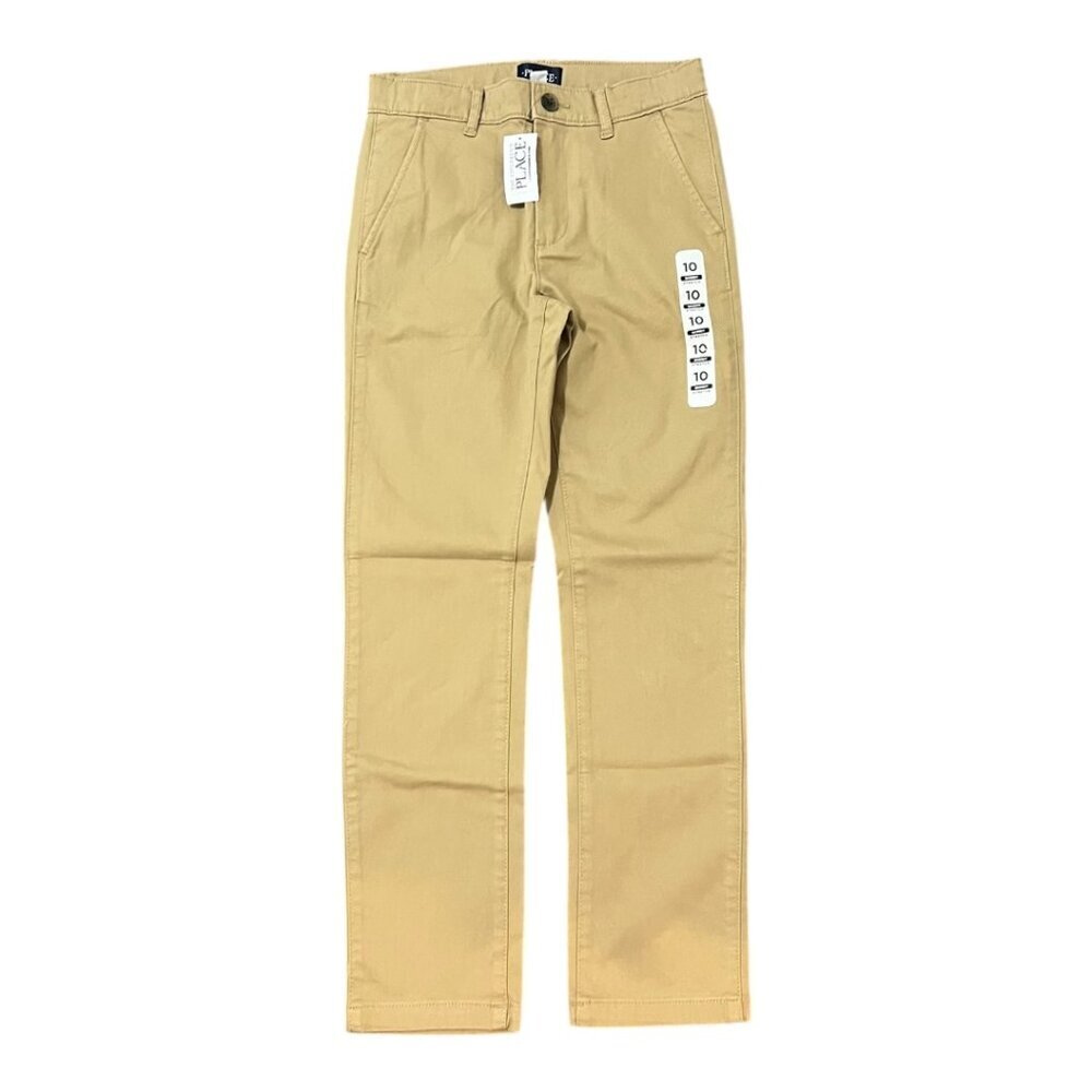 The Children's Place Big Boys Chino Pants Size 10 Skinny Stretch Flax New Khaki - Picture 2 of 8